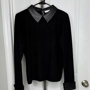 Sioni Milano Crewneck Long Sleeve w/ Faux Leather